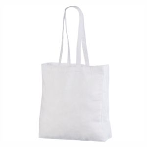 Valget värvi küljevoldiga riidest kott Mõõdud 38x10x42 cm.